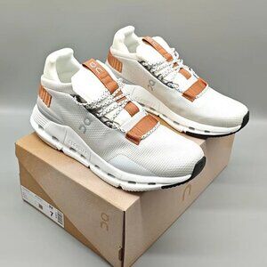 On Cloud Cloudnova Running casual Shoes White and Tan Athletic Sneakers